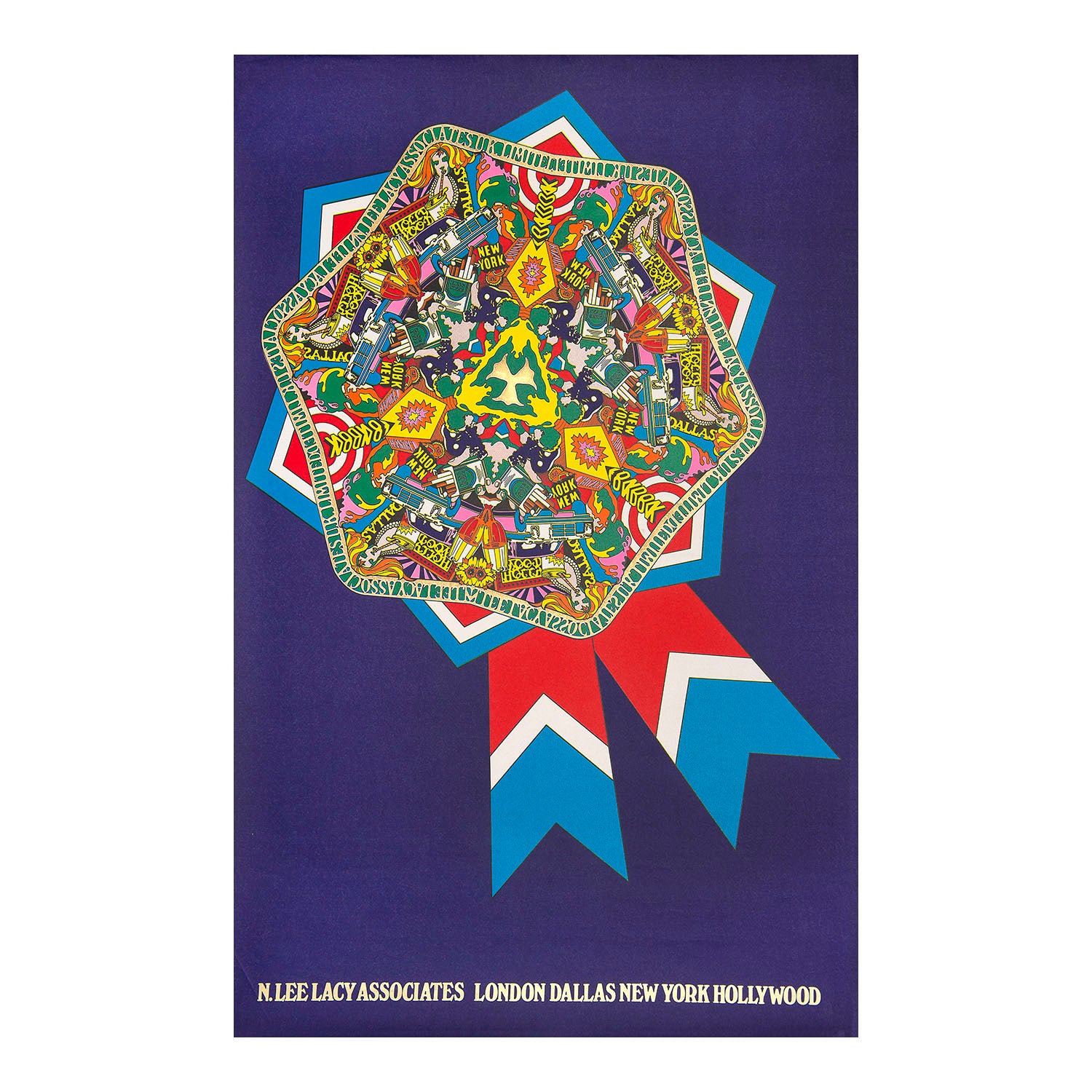 poster for the TV and Film production company, N. Lee Lacy & Associates, c. 1975. A striking Pop-Art inspired collage design