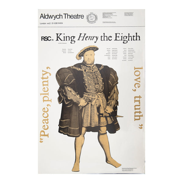 An original poster for the 1970 Royal Shakespeare Company (RSC) production of King Henry the Eighth, Aldwych Theatre.
