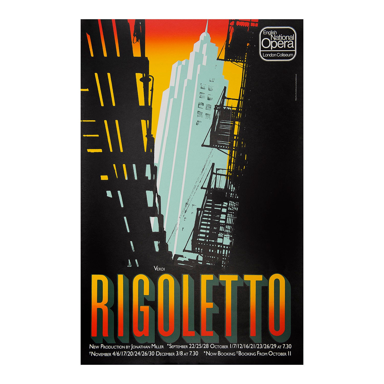 Original English National Opera poster, Rigoletto (Verdi), London Coliseum, 1982