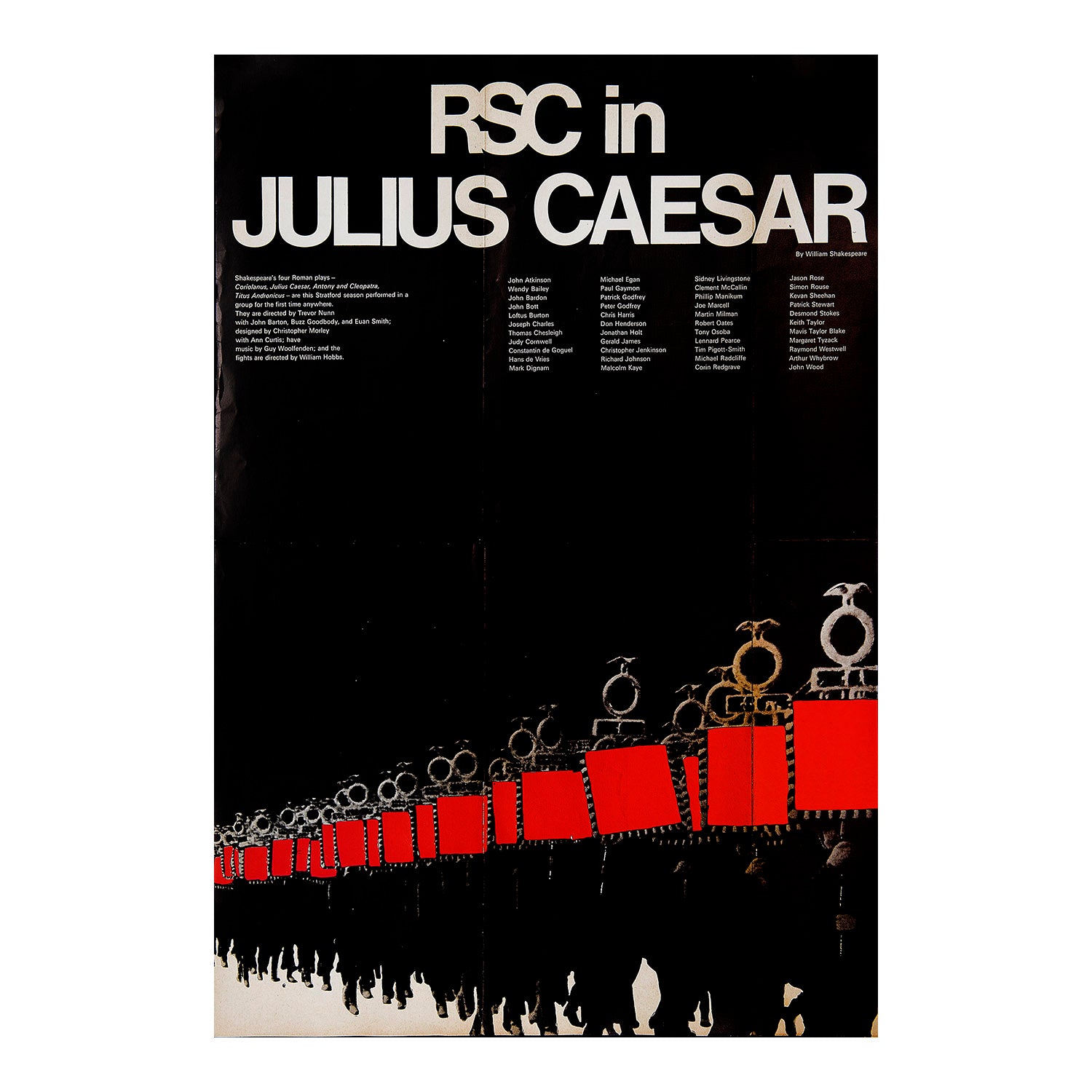 Original theatre programme poster for a production of Julius Caesar, Royal Shakespeare Company, Stratford-Upon-Avon, 1972.