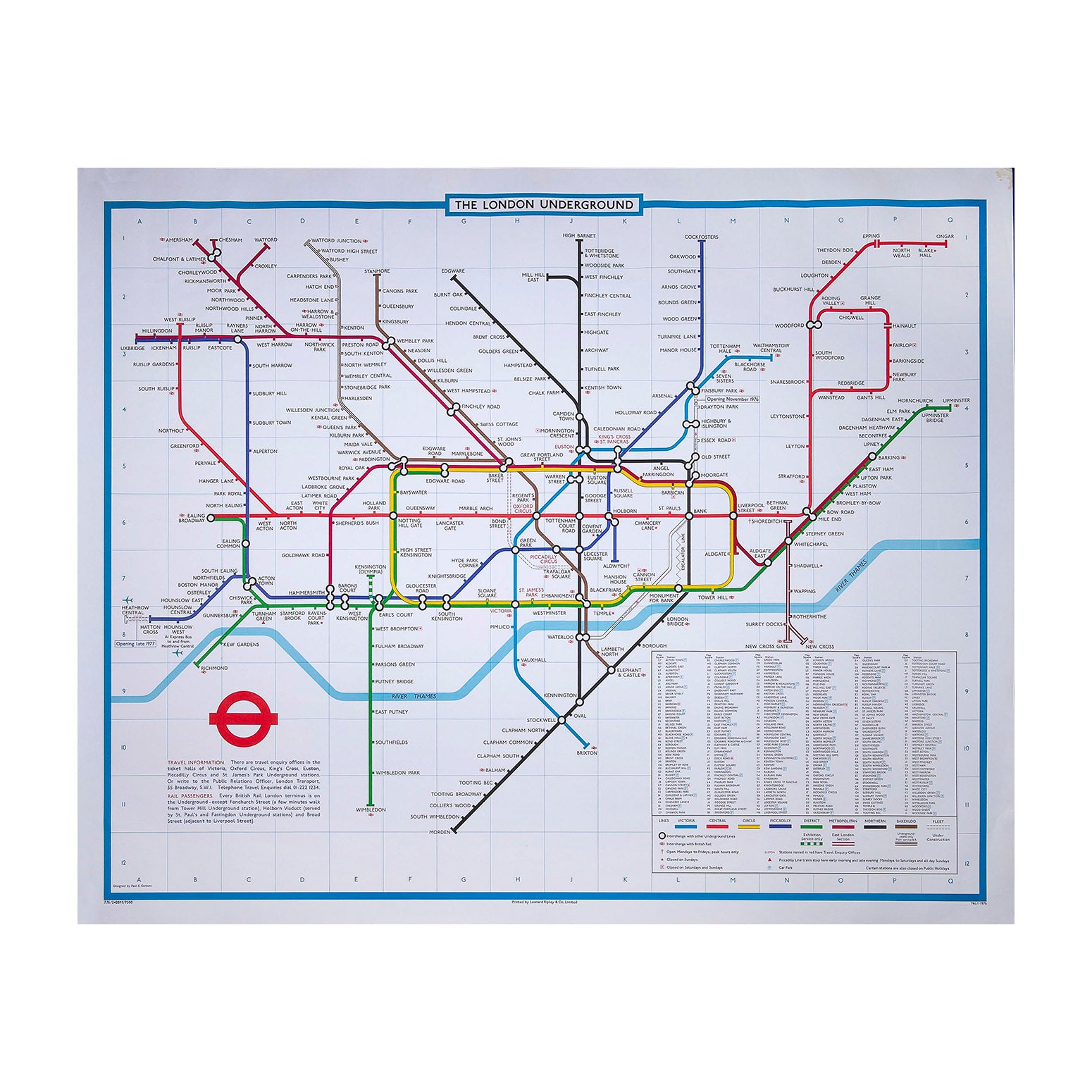 Superb, original, station poster map version of the famous London Underground Tube diagram, 1976.