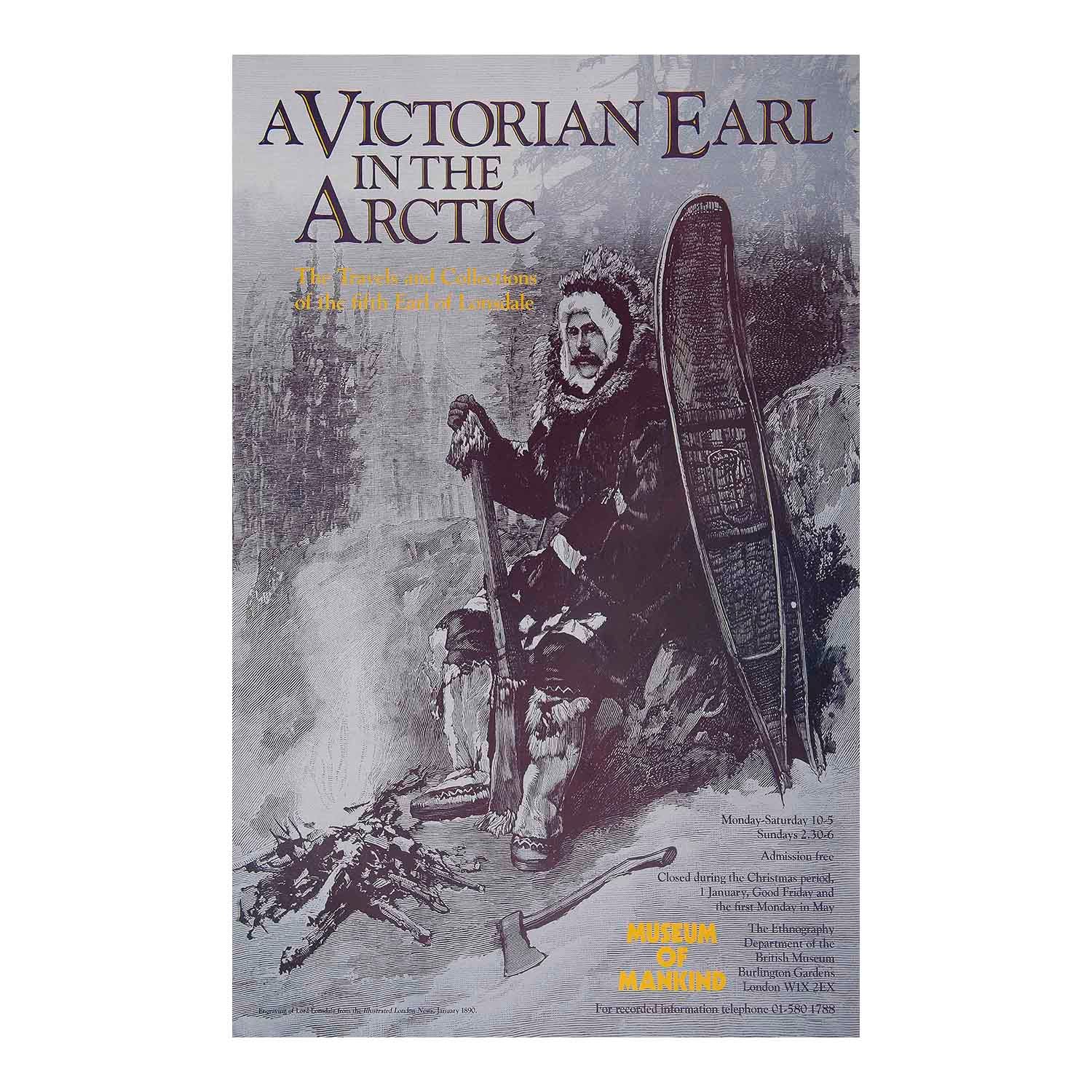 exhibition poster, Victorian Earl in the Artic. The travels and collections of the fifth earl of Lonsdale, held at the Museum of Mankind, 1989