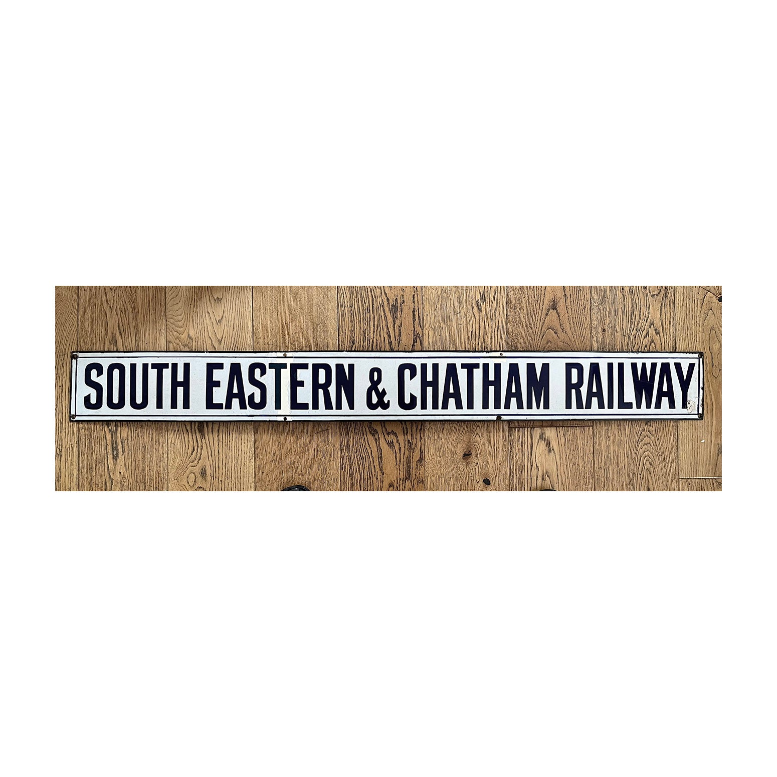 original enamel South Eastern & Chatham Railway (SE&CR) poster heading, c. 1900.