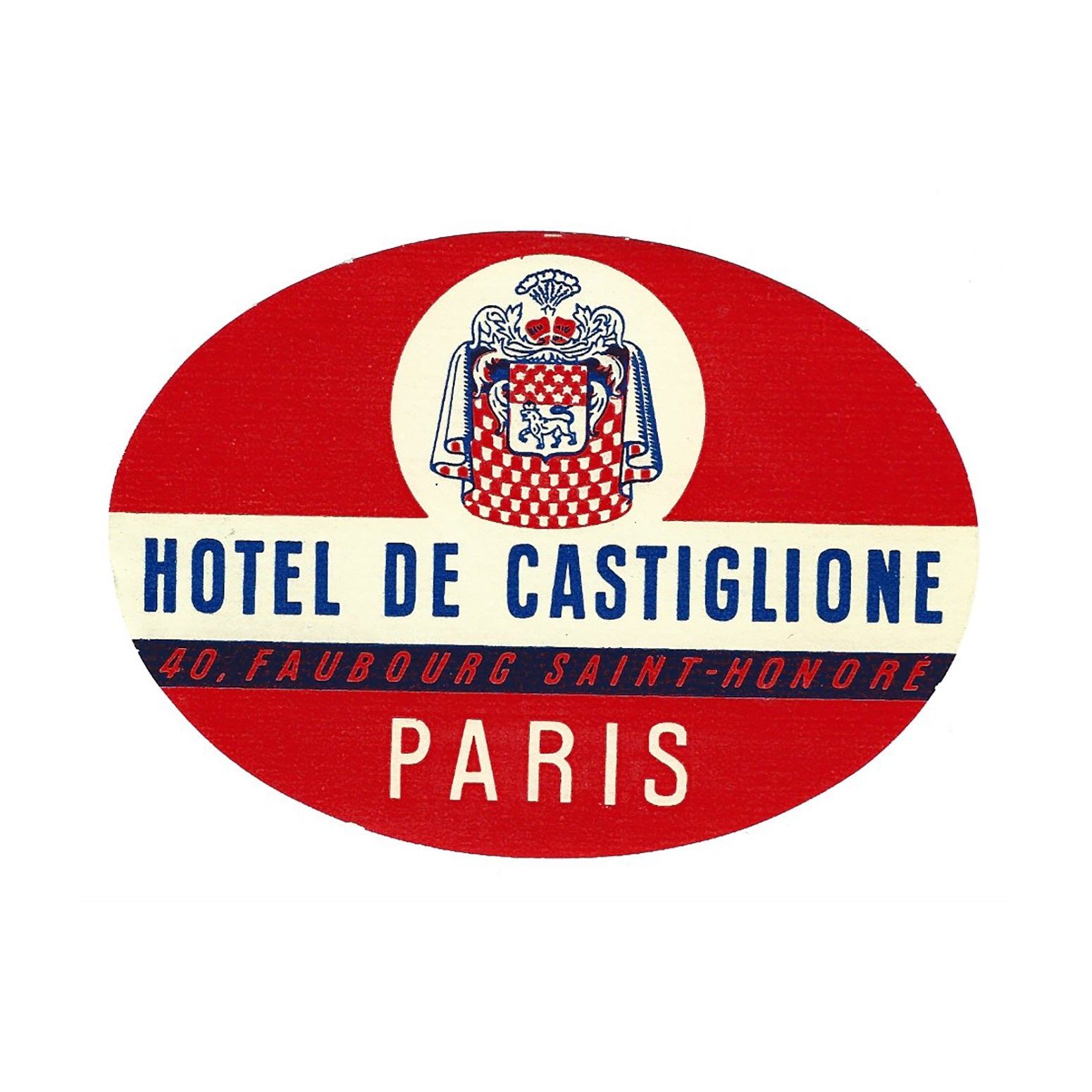 Hotel De Castiglione, Paris (Luggage Label)