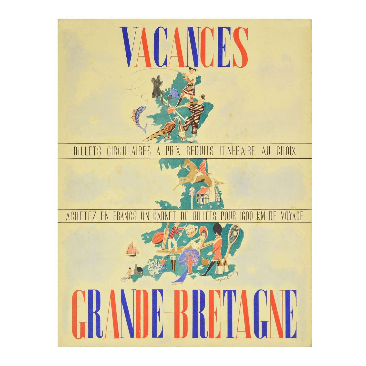 Printed proof leaflet or notice: Vacances Grande Bretagne