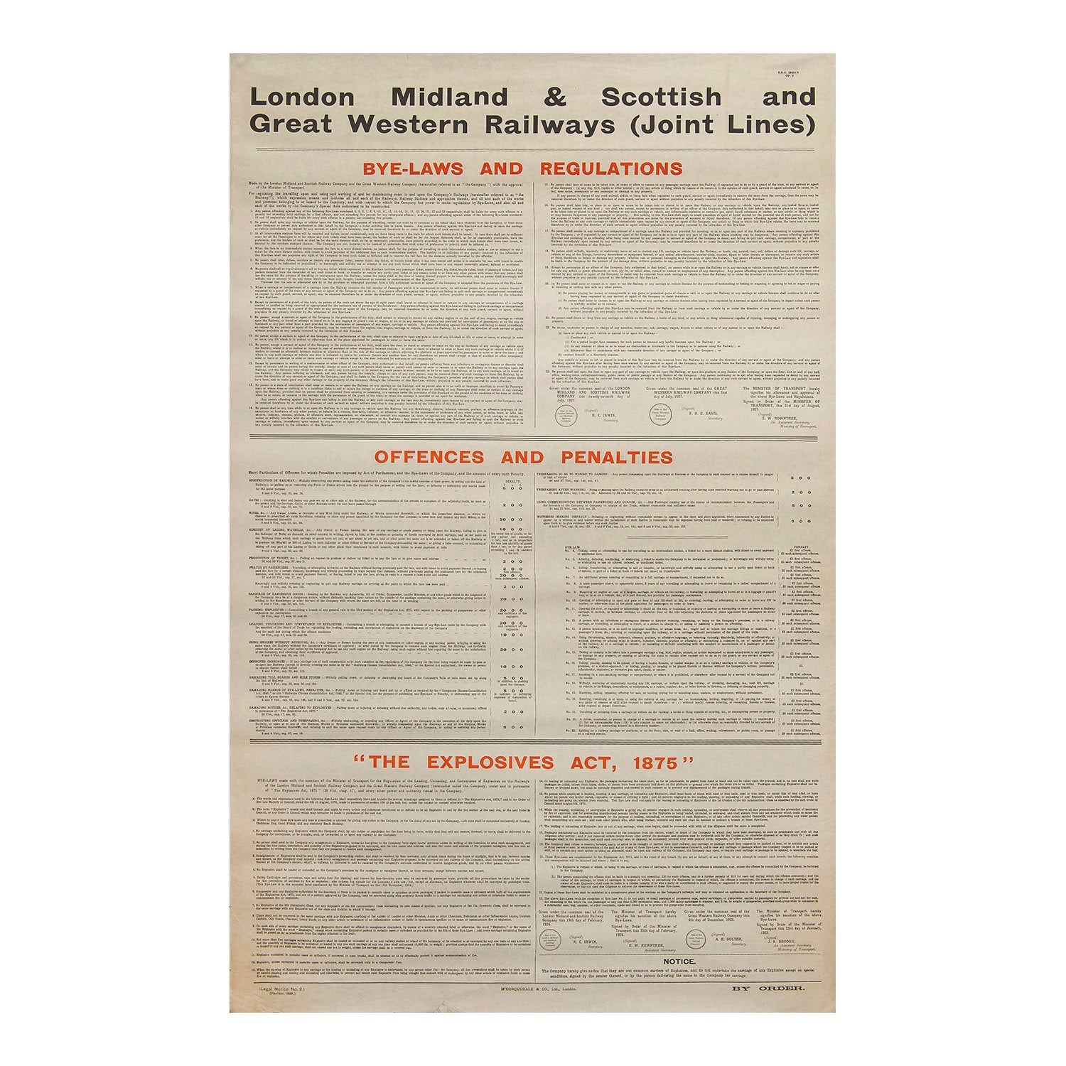 Bye Laws and Regulations. LMS & GWR Joint Railway