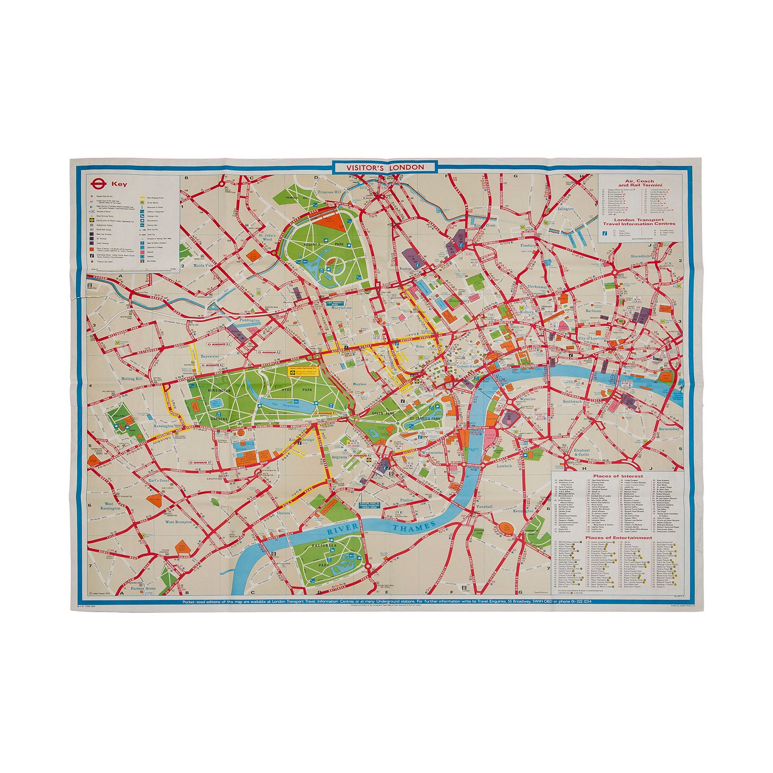 Original central London transport poster map, designed by Cook, Hammond & Kell Ltd and first published by London Transport in 1976.