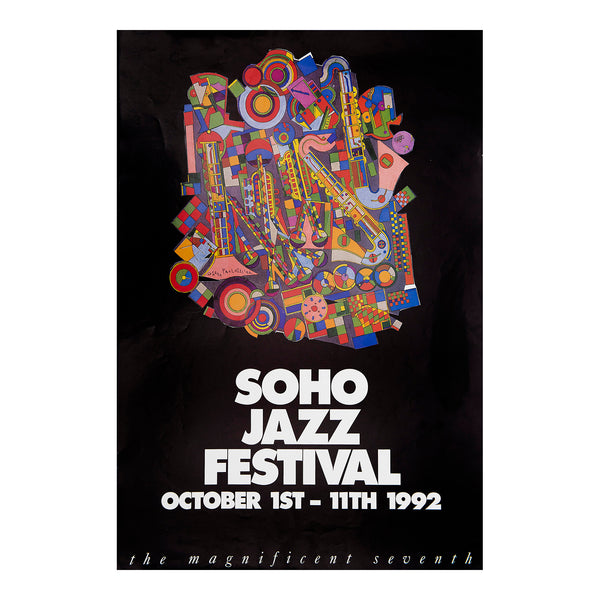 original poster for the 1992 Soho Jazz Festival designed by the ‘godfather’ of pop art, Eduardo Paolozzi