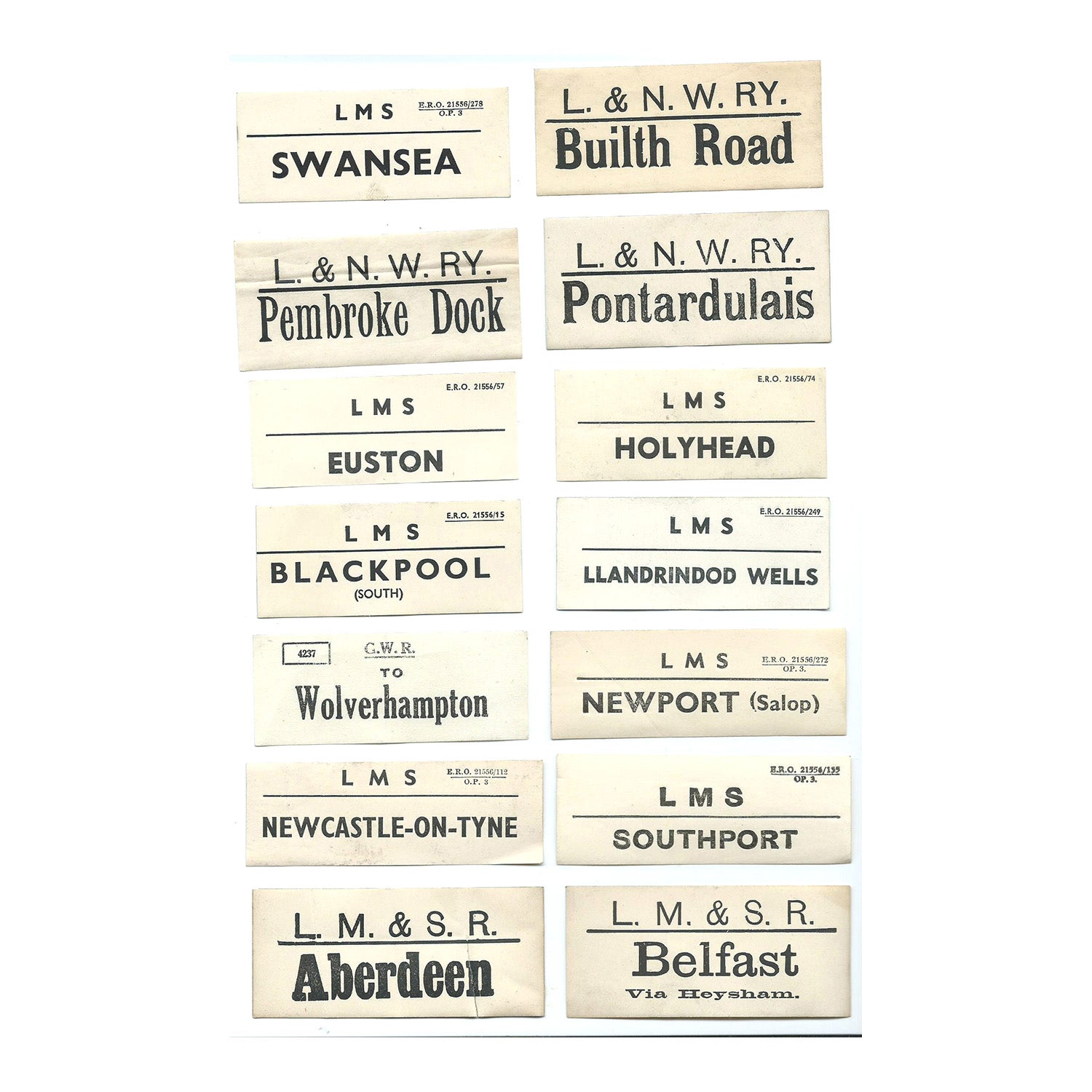 Original railway luggage labels