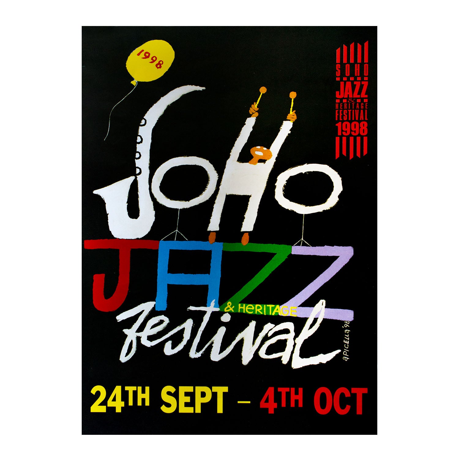 Original Enzo Apicella Soho Jazz Festival poster 1998