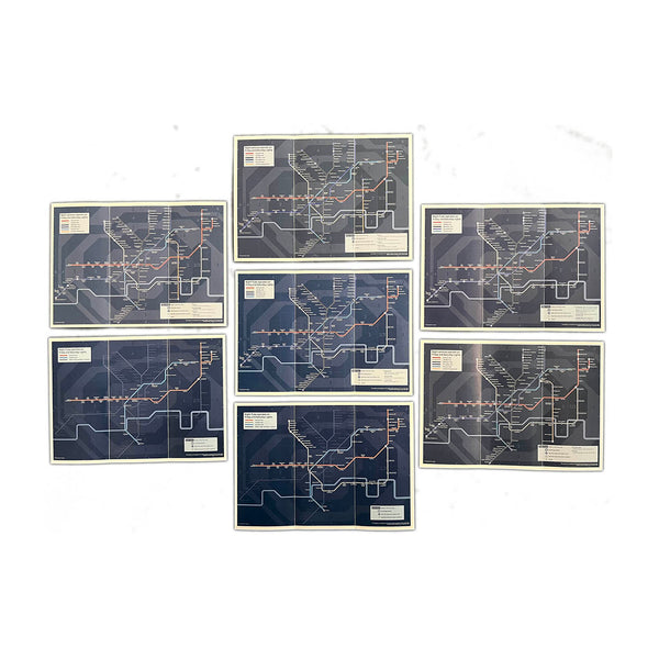 Collection of seven different, original, Night Tube folding maps, including the first issue (August 2016), issued 2016-2018.