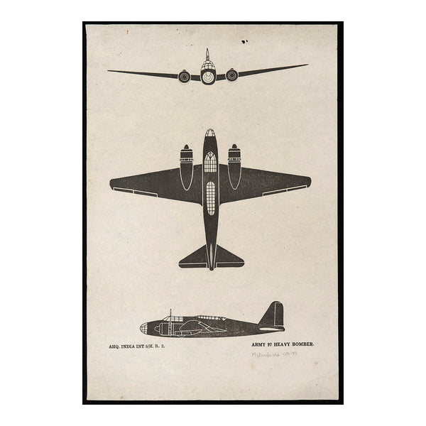 An original Second World War Aircraft Identification (silhouette) Drawing of a Japanese Type 97 Heavy Bomber