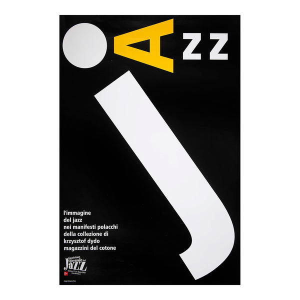An original promotional poster for the Esposizione Universale del Jazz (Universal Jazz Exhibition), designed by the well-known Polish poster artist Władysław Pluta, 2004.