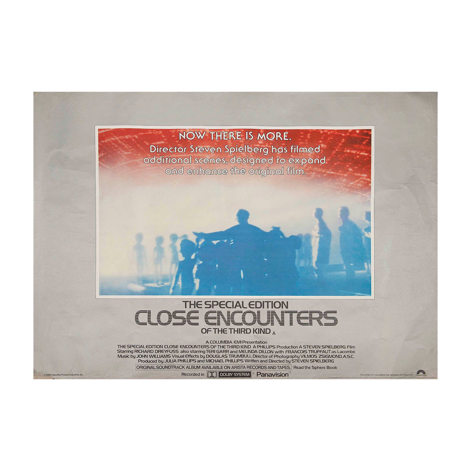 Original theatrical release film poster, Close Encounters of the Third Kind: The Special Editon, 1980. British Quad size.