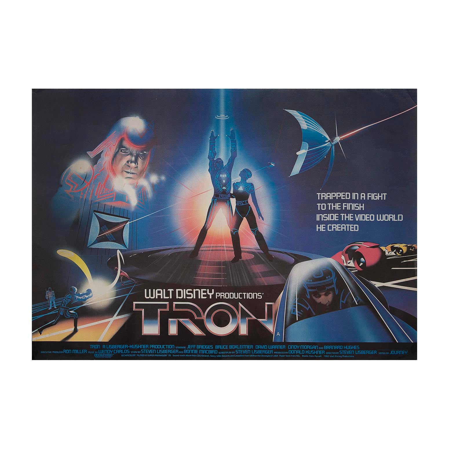 Original theatrical release film poster, Tron, 1982. British Quad size