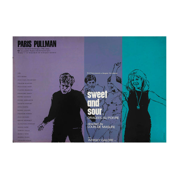 Original theatrical release film poster, Sweet and Sour (French: Dragées au poivre), 1963. British Quad size, with artwork by George Mayhew. Designed for the Paris Pullman arthouse cinema, London