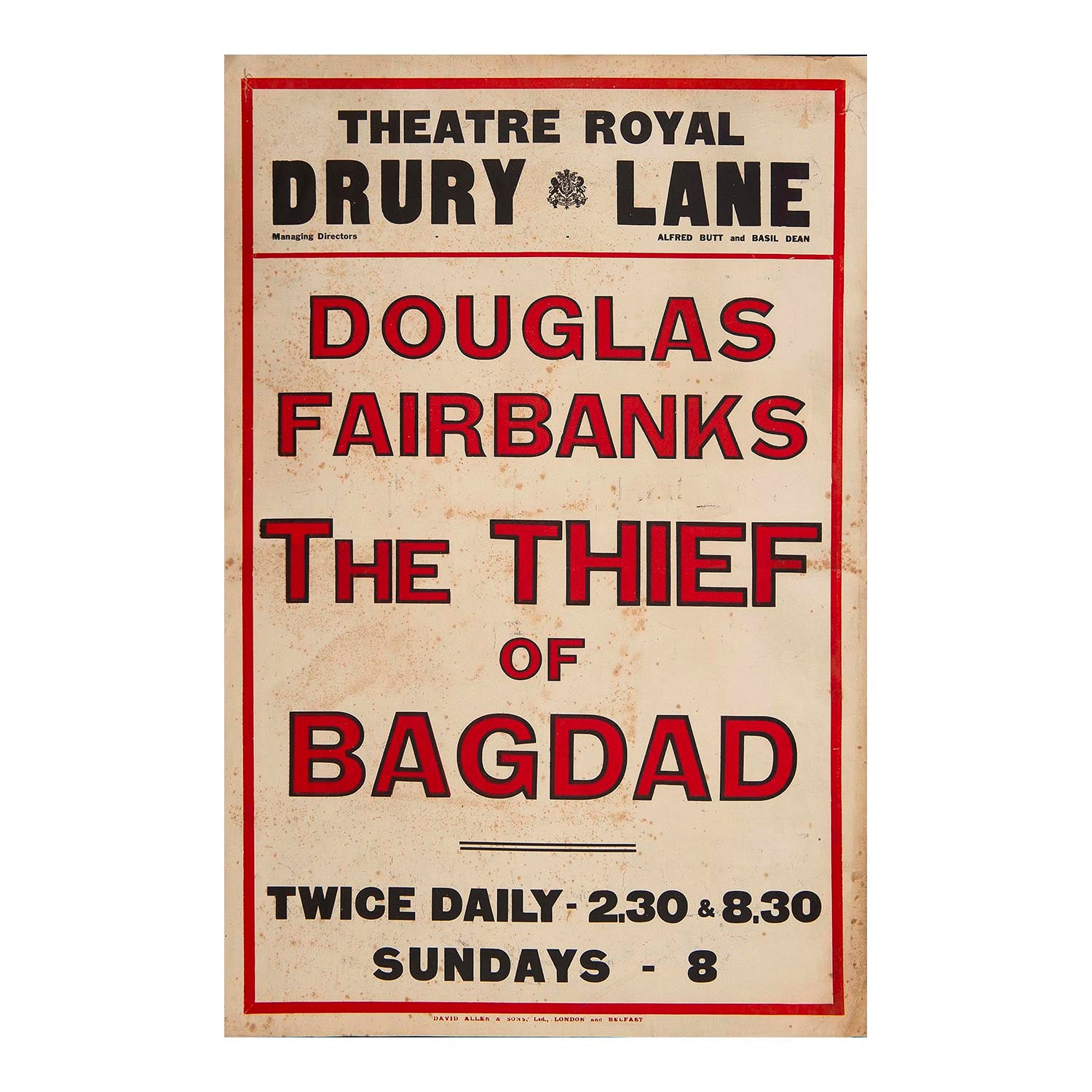 An extremely rare, and significant, early film poster, The Thief of Bagdad, Theatre Royal, Drury Lane Theatre, London, 1924