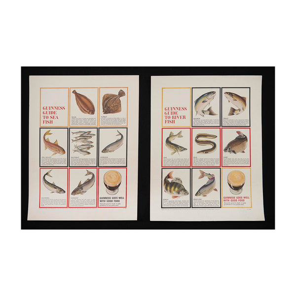 Two original Guinness Guide to …., mini posters, designed by the Ogilvy Advertising Agency for Guinness in about 1960. 