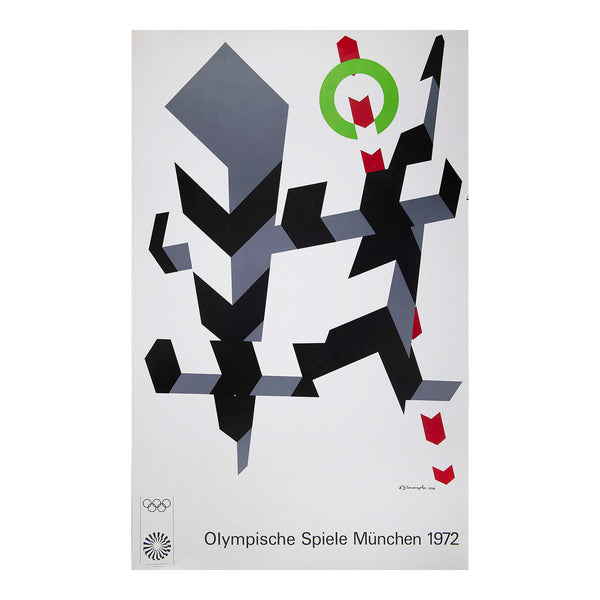 Original 1972 Olympic Games poster by the American artist and printmaker Allan D'Arcangelo. 