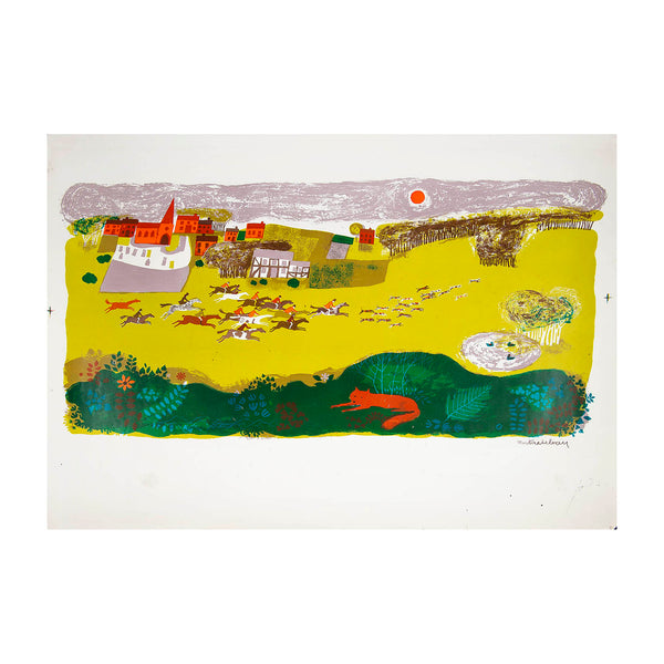 Original lithographic print, The Fox, by Martina Selway, c. 1965. Printed by the Curwen Studio. This print is a printer’s proof from the archives of the Curwen Press.