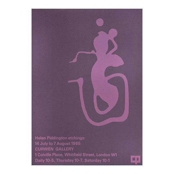An original art exhibition poster, Helen Piddington etchings, held at the Curwen Studio, London, 1965. The poster features a striking abstract image by Piddington, together with the logo of the famous Curwen Press