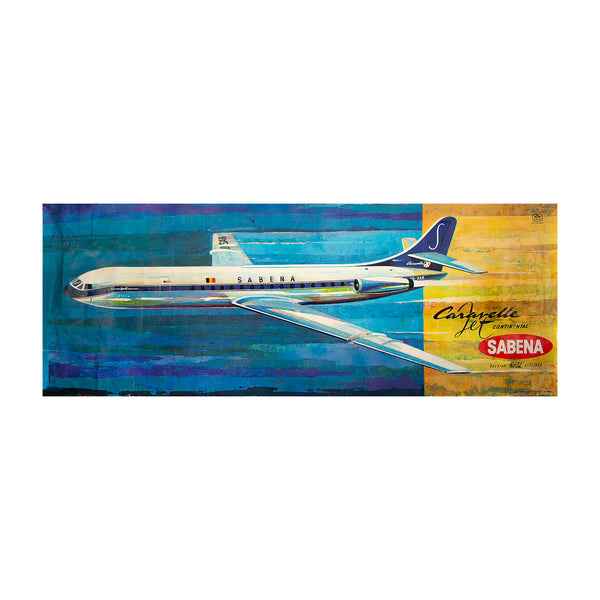 original Sabena airlines poster, Caravelle Jet Continental, designed by Gaston van den Eynde, c.1961