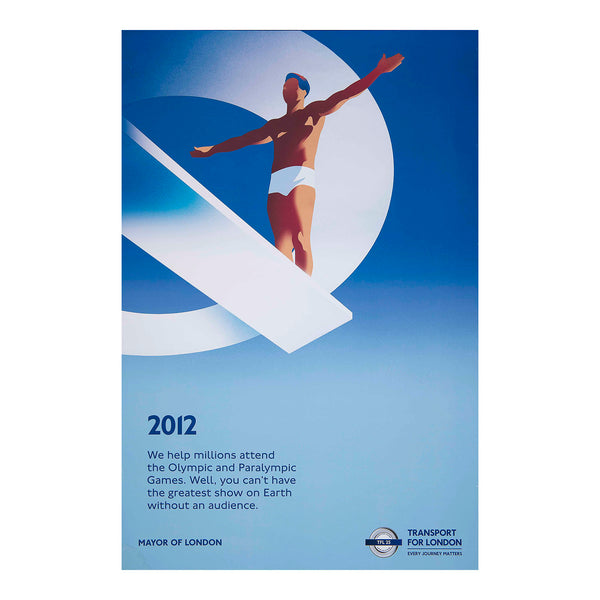 Original Transport for London poster celebrating TfL’s 25th Anniversary, 2025. From a series illustrating TfL’s achievements. This example commemorates the success of the 2012 London Olympic Games
