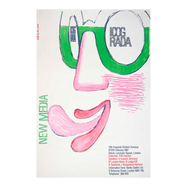 Original promotional poster for the 13th lcograda (International Council of Graphic Design Associations), Student Seminar, designed by FHK Henrion, 1987