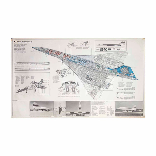 An original promotional poster of Concorde, drawn by Theo Page and published by the Daily Telegraph in 1968