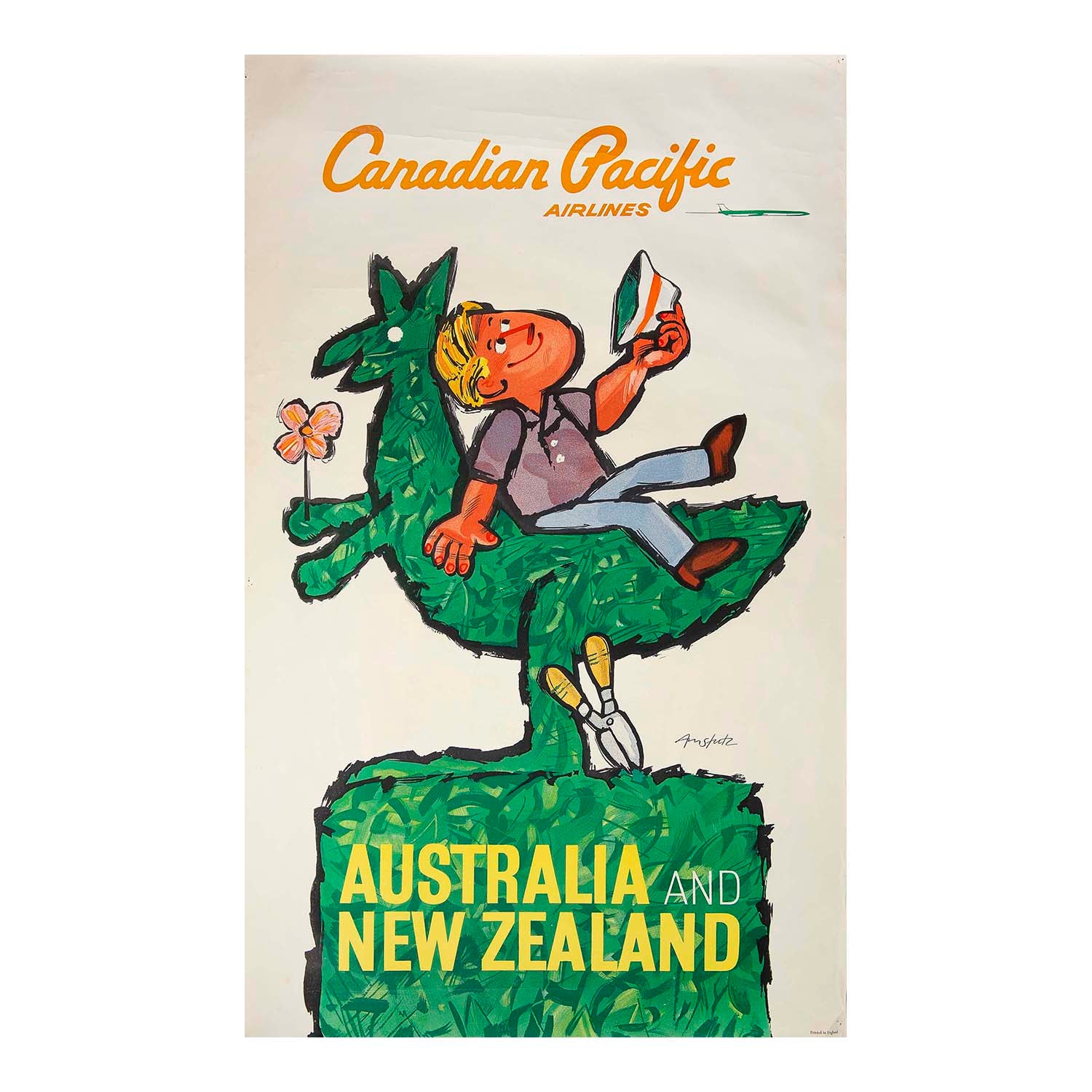 travel poster, Australia and New Zealand, designed by André Amstutz for Canadian Pacific Airlines, c. 1961