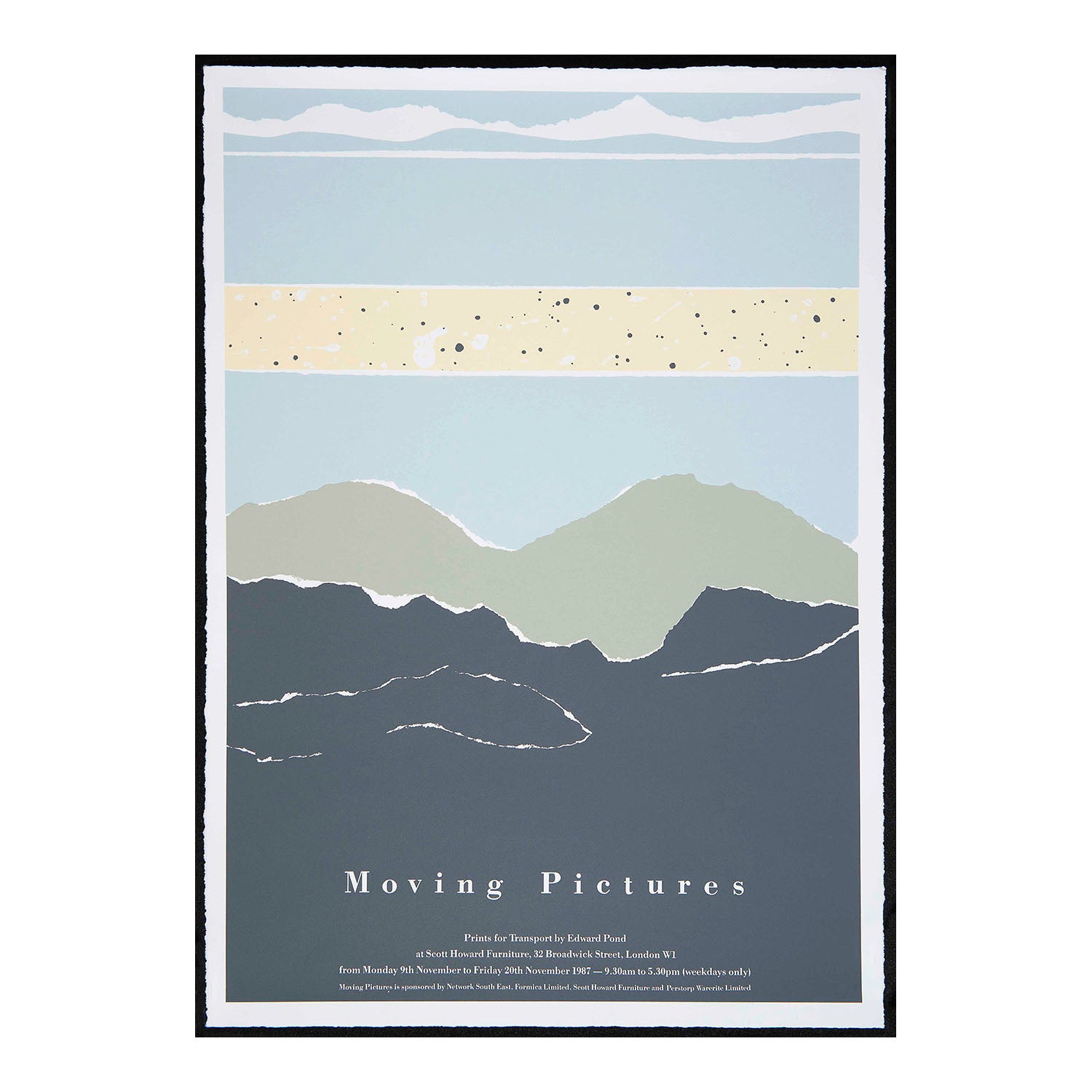 Original poster for an exhibition of Edward Pond’s graphic work for Network SouthEast held at Scott Howard Furniture, London, 1987.