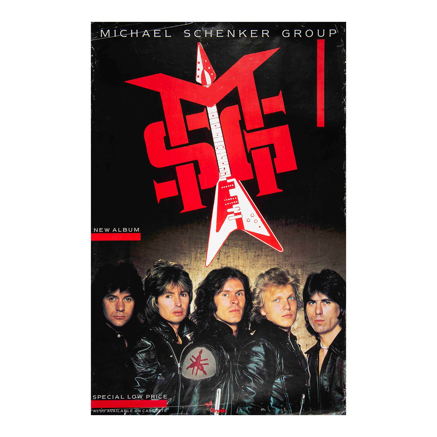 Original, official, promotional poster, MSG, the second studio album by the hard rock band the Michael Schenker Group, released by Chrysalis Records, September 1981.