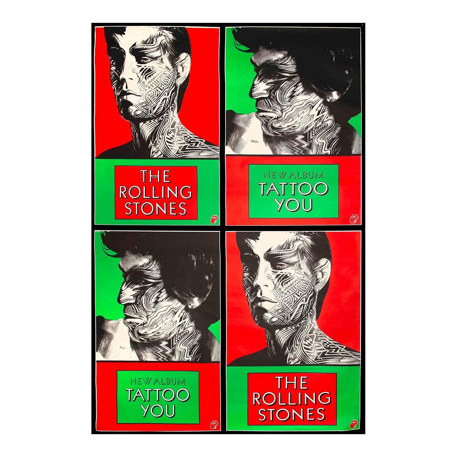 An original, official, hoardings sized promotional poster for the 1981 Rolling Stones album Tattoo You, featuring Peter Corriston’s Grammy Award winning cover design.