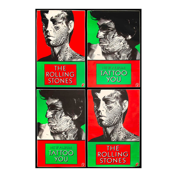 An original, official, hoardings sized promotional poster for the 1981 Rolling Stones album Tattoo You, featuring Peter Corriston’s Grammy Award winning cover design.
