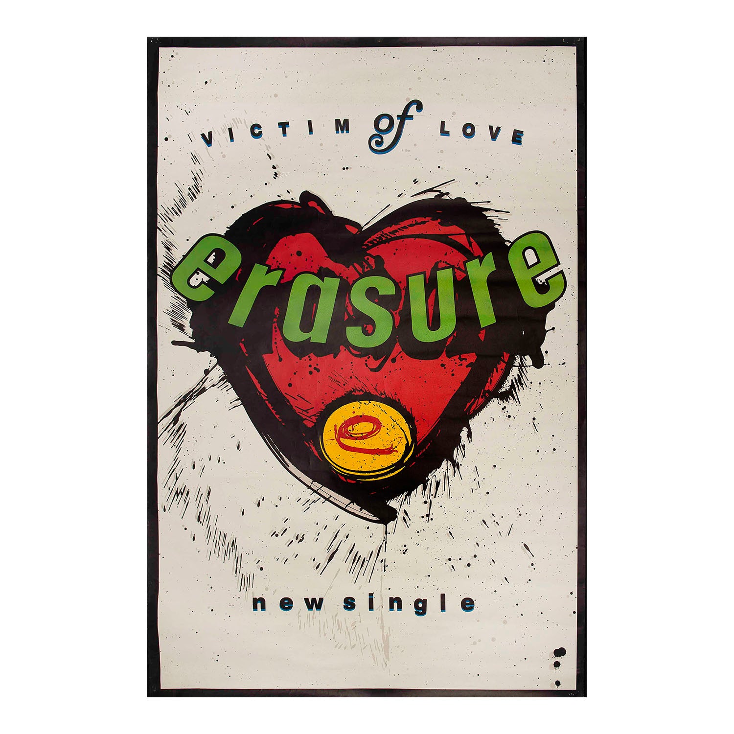 An original, official, hoardings sized promotional poster, Victim of Love, the sixth single by the English synth-pop duo Erasure, released on 18 May 1987. The single was lifted from the band’s second studio album, The Circus (1987