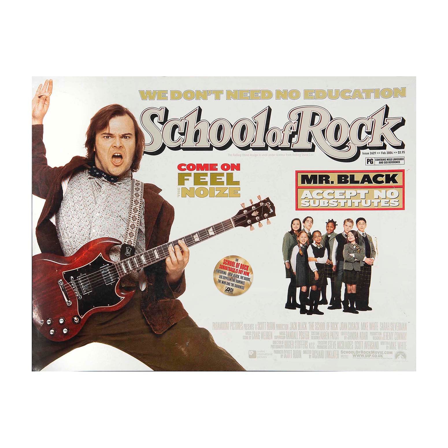 Original, small format, in-store promotional poster for the 2003 comedy film School of Rock starring Jack Black.
