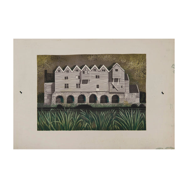 original lithographic proof, Horstead Watermill, Norfolk, by the celebrated English artist David Gentleman, 1966