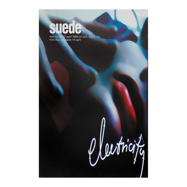 Original promotional posters for Electricity, the first single from the album Head Music by Suede, released on 12 April 1999 by Nude Records.