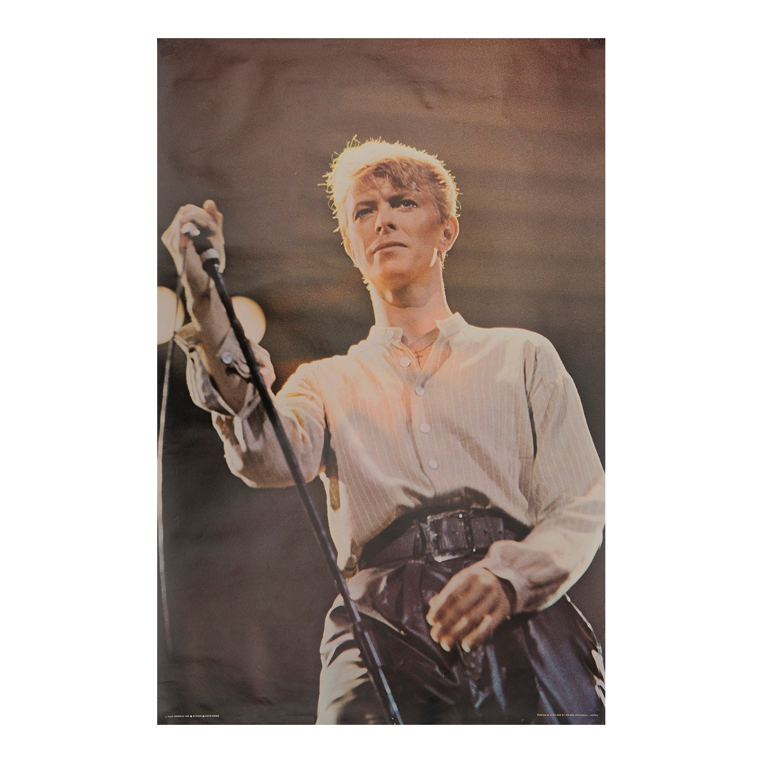 David Bowie poster from 1981, showing the singer in concert in about 1978/79