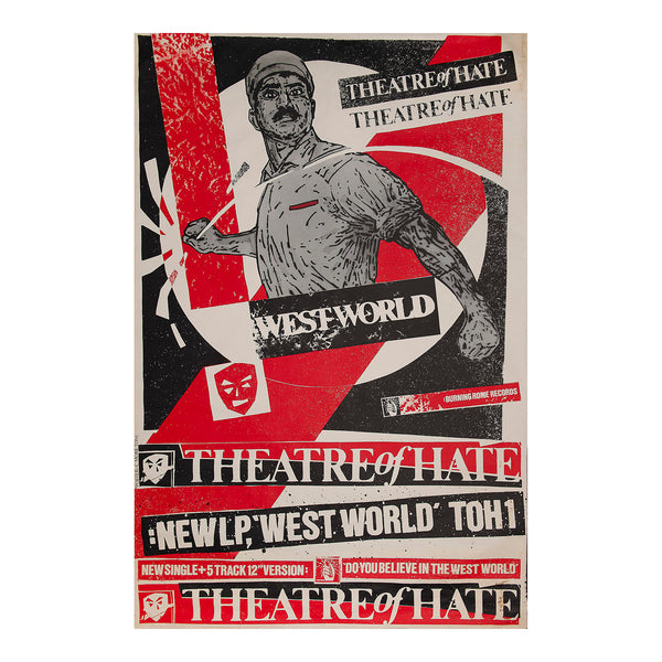 An original, hoardings-sized, promotional poster for Westworld, the first studio album by English post-punk band Theatre of Hate, 1982