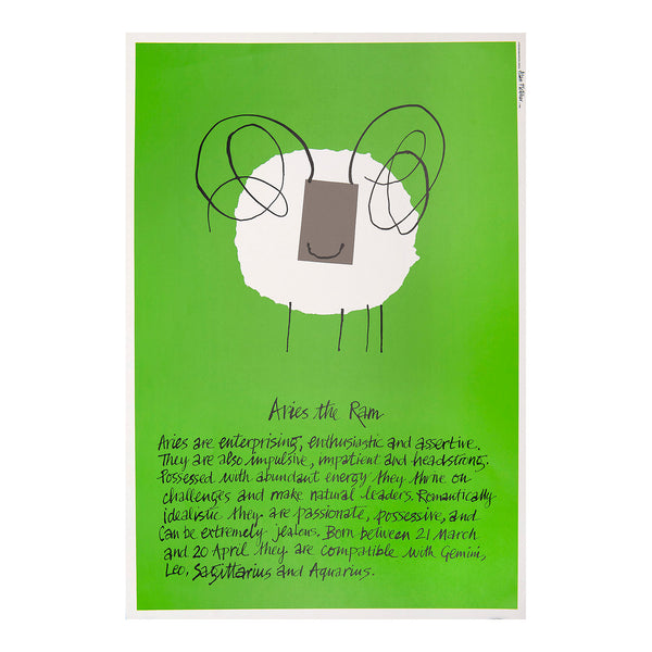 poster designed by Alan Fletcher, Aries, from a series of posters featuring the signs of the Zodiac, 1990.
