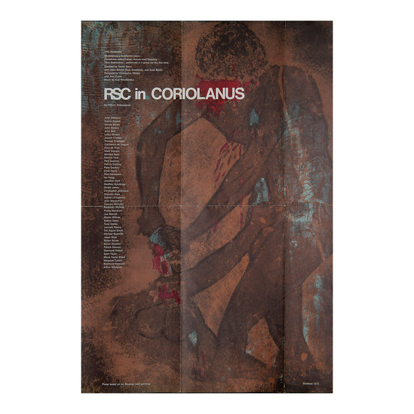 Original theatre programme poster for a production of Coriolanus, Royal Shakespeare Company, 1972