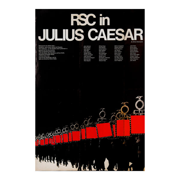Original theatre programme poster for a production of Julius Caesar, Royal Shakespeare Company, Stratford-Upon-Avon, 1972.