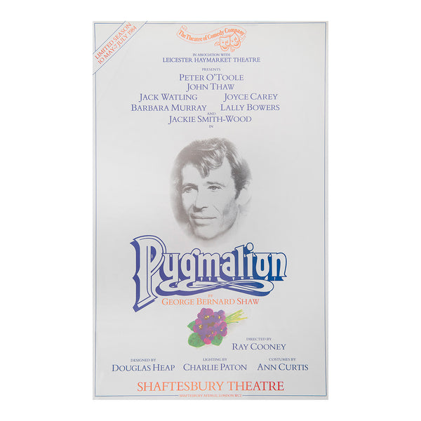 Original poster for a production of Pygmalion (by George Bernard Shaw), Shaftesbury Theatre, 1984. 