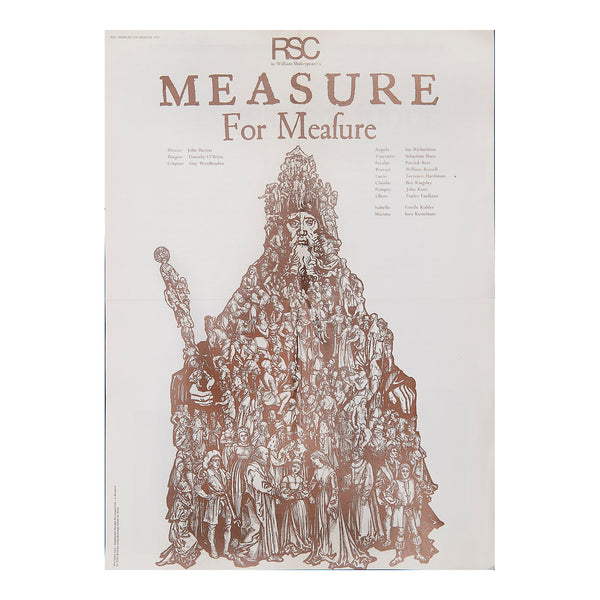 Original theatre programme poster for a production of Measure for Measure, Royal Shakespeare Company, Stratford-Upon-Avon, 1970