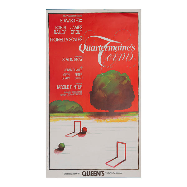 Original theatre poster for a production of Quartermaine's Terms (by Simon Gray), Queen's Theatre, 1981.