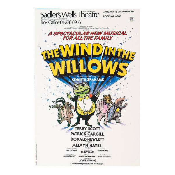 Original theatre poster for a production of The Wind in the Willows, Sadler’s Wells Theatre, 1985