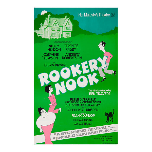 Original theatre poster for a production of Rookery Nook (by Ben Travers), Her Majesty’s Theatre, 1979. 