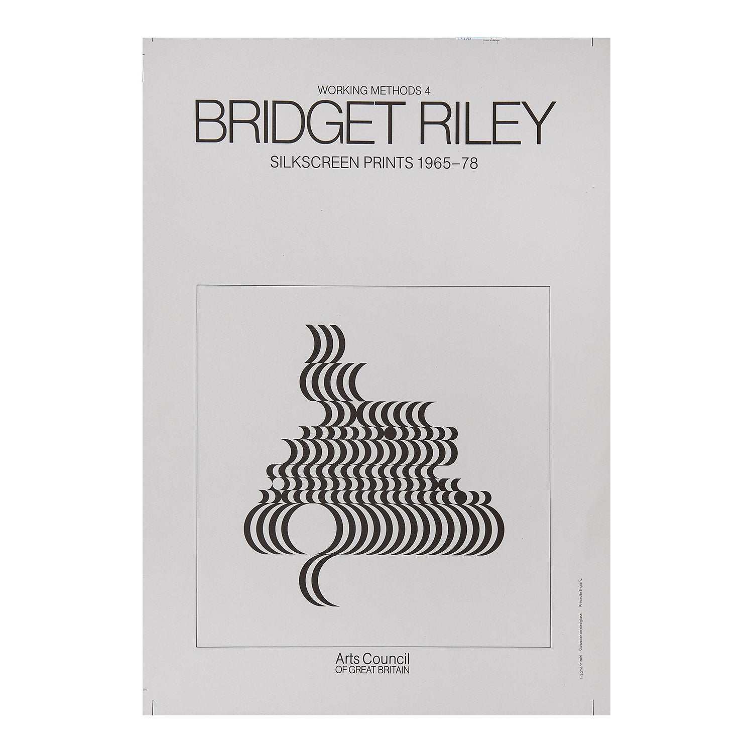 An original art exhibition poster, Working Methods 4, Bridget Riley, Silkscreen Prints 1965-1978, 1980.