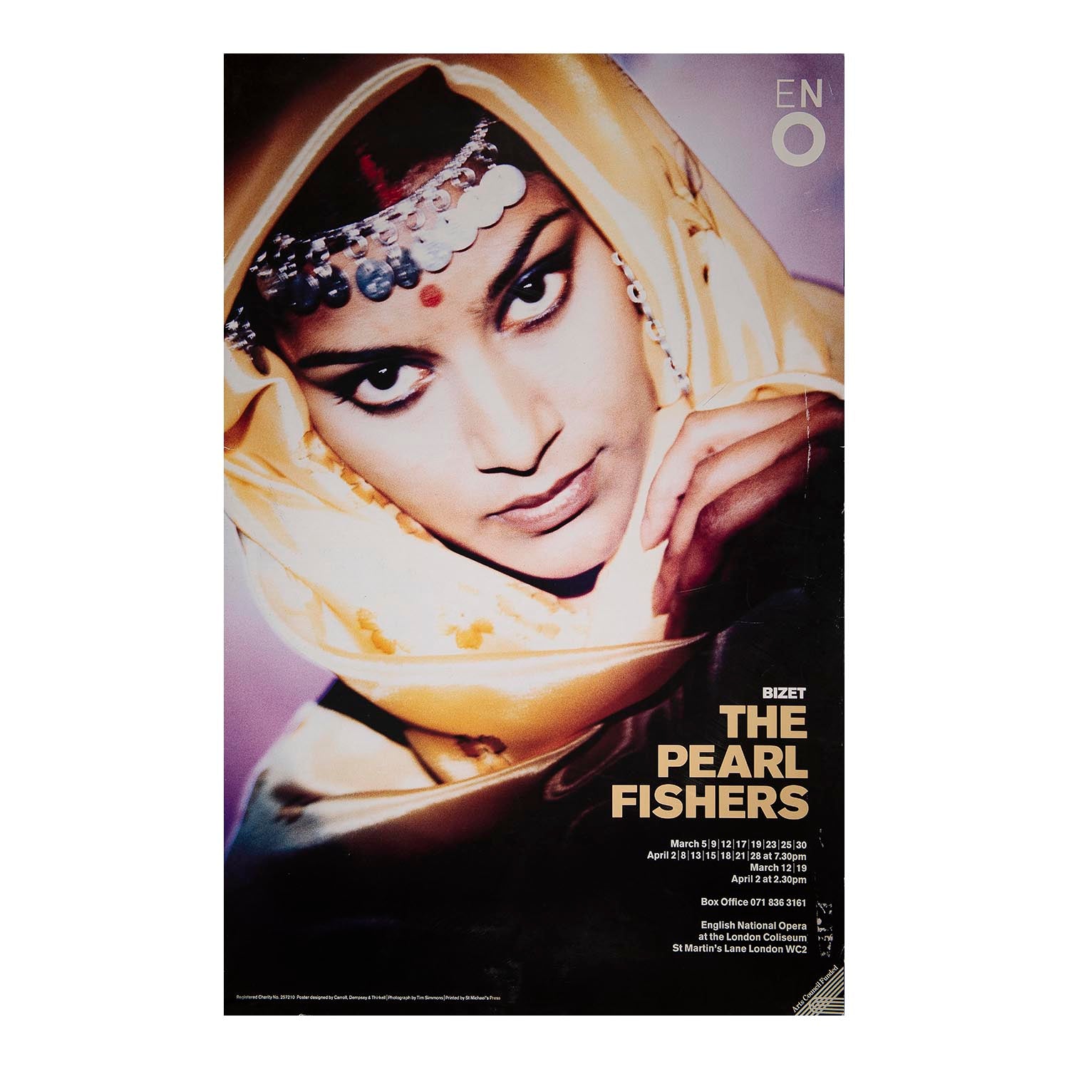 Original English National Opera poster, The Pearl Fishers (Bizet), London Coliseum, c.1993.